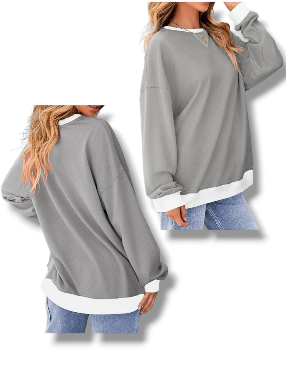 Casual Pullover Sweatshirt Long Sleeve Oversized Womens Size Medium